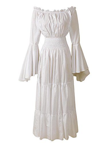 ReminisceBoutique Renaissance Medieval Dress Costume Mythic Mystic Forest Sword Mistress Chemise (Regular, Cream)