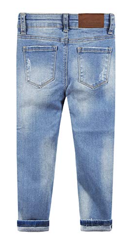Calça jeans infantil infantil skinny rasgada com lantejoulas rosa e estrelas da KIDSCOOL Space, Silv