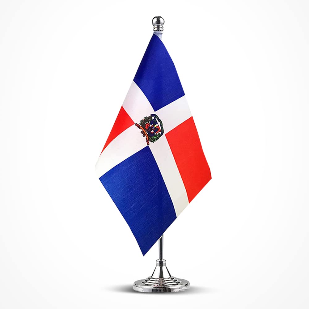 mflagperft Dominica Desk Flag Set, Dominican Table Flag with Stand — image 1