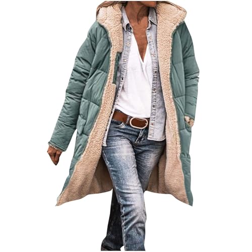 Image of RLEHJN Long Puffer Coats for Women Puffer Jackets Long Winter Warm Cotton Quilted Jackets Longline Padded Coats Full Zip Down Jacket Ladies Body Warmer Overcoat Lightweight Hooded Outerwear Size 8-18