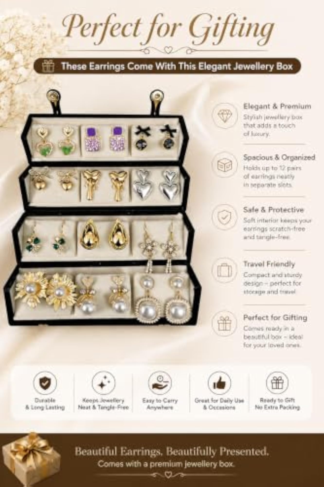 12 Pairs Earrings Set for Women with Jewellery Box
