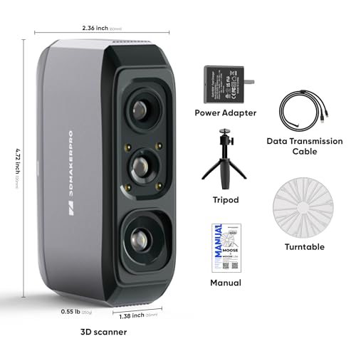 3dmakerpro 3d scanner for 3d printing handheld 3d model scanners with 005mm high detailed precision intelligent pre and post data processing compatible with windowsmacos moose lite premium
