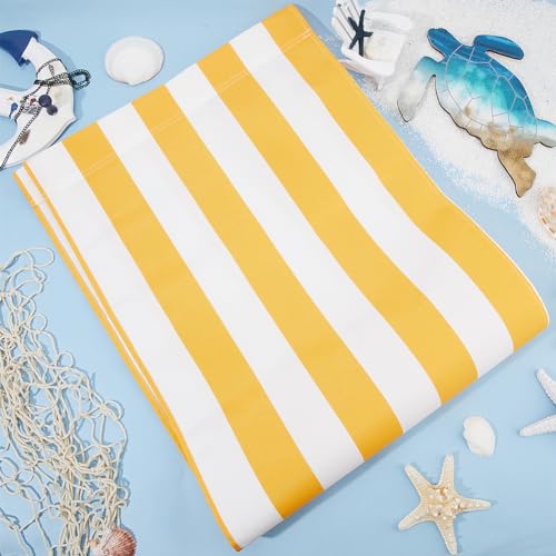GORGECRAFT 44x17 Beach Sling Chair Replacement Canvas 1mm Thick Yellow and White Stripes Outdoor Furniture Folding Sling Lounge Chair Fabric Patio Sling Chairs Cloth for Sunbathing Garden Courtyard - Thumbnail 4