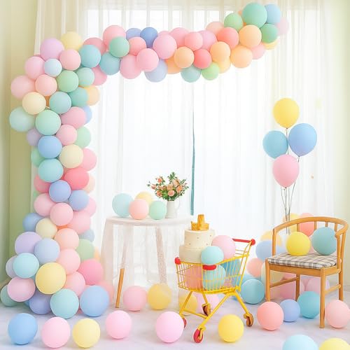 Image of Party Propz Pastel Balloons For Decoration - 200 Pcs Pastel Colour Balloons | Balloon Candy Theme | Rainbow Theme Birthday Decorations | Birthday Decoration Items for Girl | Multicolour (Latex)