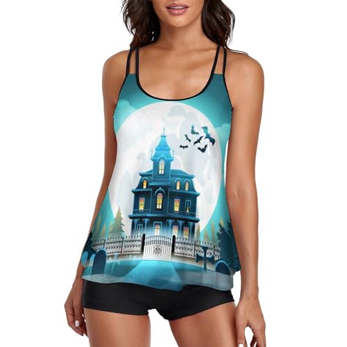 Maillot de bain tankini anti-frottement avec short de garçon pour femme Château