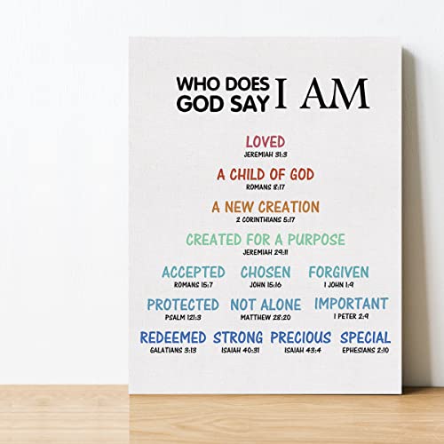 Evxid Christian Education Kids Affirmations Canvas Poster Painting Wall Art, Identity In Christ Print Artwork Framed Ready To Hang For Church Classroom Office Decor 12 X 15 Inch #TOP3