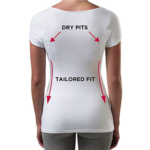 Women's Sweat Proof Undershirt – Slim Fit Deep V-Neck, White, Large - Thumbnail 3