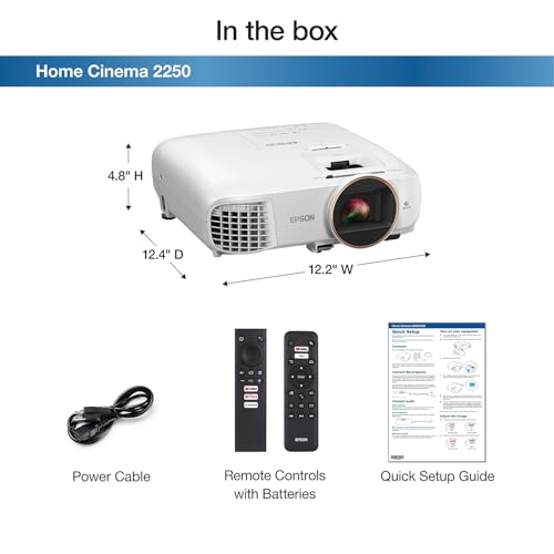 Image of Epson Home Cinema 2250 3LCD Full HD 1080p Projector with Android TV, Streaming Projector, Home Theater Projector, 10W Speaker, Image Enhancement, Frame Interpolation, 70,000:1 contrast ratio, HDMI