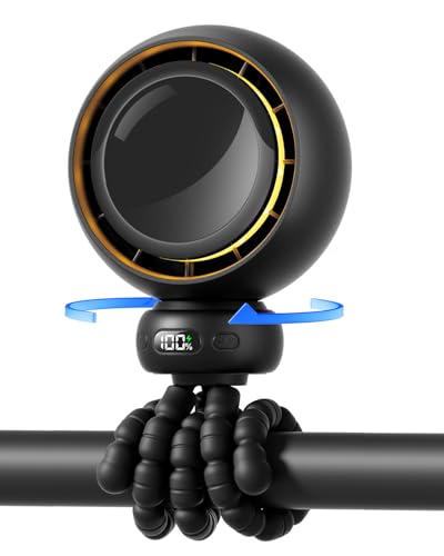Image of Stroller Fan, Portable Baby Fan with 60 Auto Oscillation, Black | Flexible Tripod Design, USB-C Rechargeable, Long Battery Life, Quiet Motor, 4-Speed Cooling