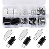 20 Set 24 Pin USB 3.1 Male Connector with Type C Housing,USB-C Male Plug SMT Type for DIY Data Line Interface (10PCS Black + 10PCS White)