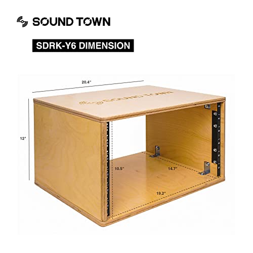 Image of Sound Town DIY 6U Studio Rack with Solid Baltic Birch Plywood, Golden Oak, Assembly Required (SDRK-Y6)