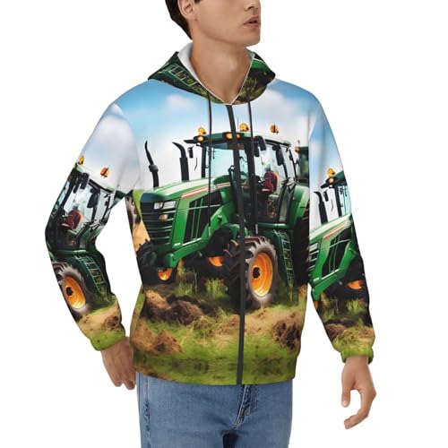 Sweat à capuche tracteur agricole homme doux pull chaud hiver