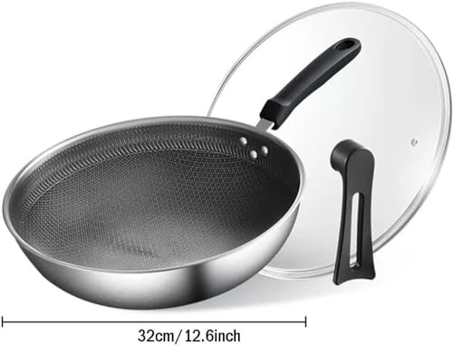 Wok durable de acero inoxidable con tapa y superficie antiadherente miniatura 4