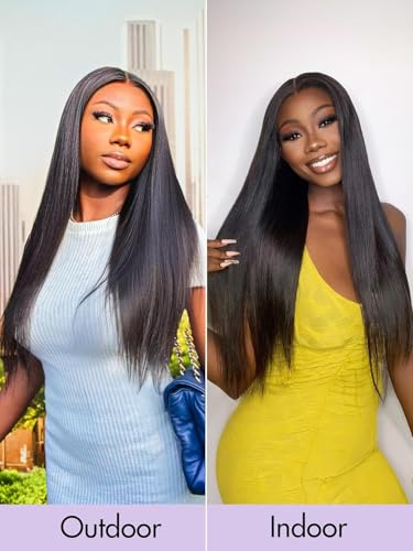 Image of LUVME HAIR 5x5 Lace Front Wigs All-Day Comfort Straight Human Hair Glueless Wigs Human Hair Pre Plucked Pre Cut Long Black Wig Lace Closure Wigs Frontal Wigs Human Hair 26 Inches