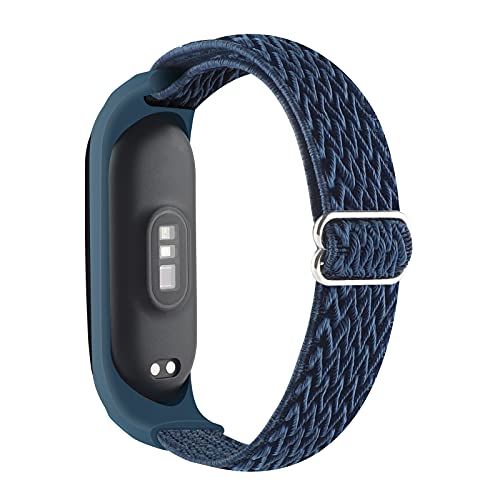Adjustable Elastic Nylon Straps Compatible with Xiaomi Mi Band 6/Xiaomi Mi Band 5/Xiaomi Mi Band 4/Xiaomi Mi Band 3, Soft Breathable Sport Replacement Wristband for Women Men (Midnight Blue)