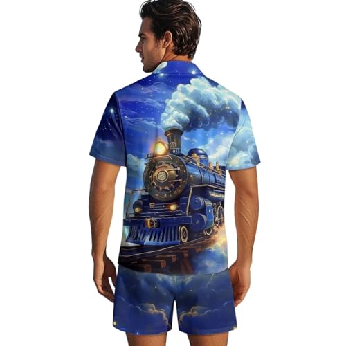 Summer Pajama Set for Men Short Sleeve Shirt with Shorts Sleepwear Soft Loungewear XS-5XL2