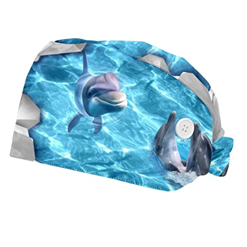 Chapeaux bouffants dauphins 3D réglables lot de 2 casquettes de travail