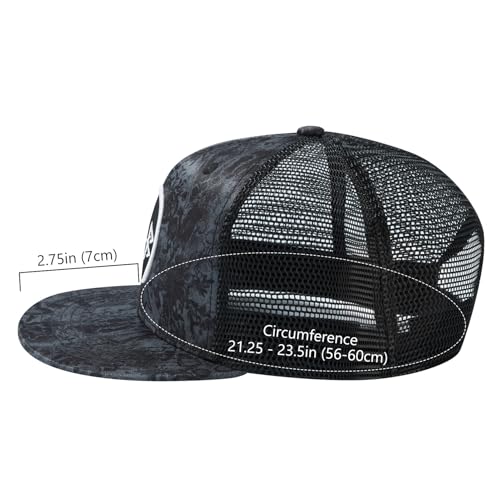 Image of BASSDASH Flat Brim Trucker Cap Adjustable Snapback Hat Mesh Back for Men Women
