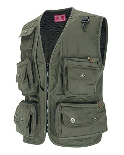 Men Utility Vest Cotton Work Safari Hiking Vest Outdoor Cargo Vest Multi Pockets Fishing Vest2