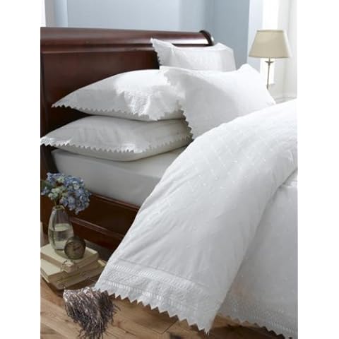 Balmoral Double Duvet Cover & 2 Pillowcase Bedding Bed Set White Cover