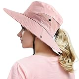 Peicees Women's Beach Fishing Hat Outdoor UV Protection Foldable Boonie Hats Pink