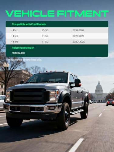 Image of YHTAUTO Front Bumper Face Bar Compatible with Ford F-150 2018 2019 2020, Not Fit Raptor Model, with Fog Light Holes, Steel Chrome Bumper Replacement | 3 Piece Design, Not One|