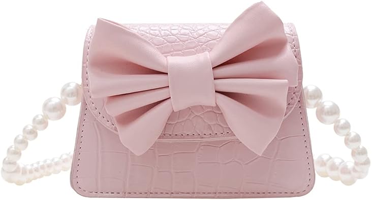 Fashion Princess Wear Bag Small Toddler Crossbody Bag Pearl Chain Handbags Shoulder Bag for Kids Gift