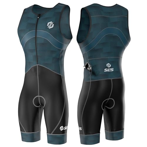 SLS3 Pro Traje de Triatlón para Hombre - Tri Suit Sin Mangas FX - Traje de Triatlón Acolchado - Secado Rápido (Teal Gradient, M)