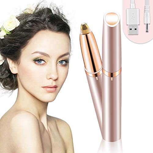 Bamoer Brows Trimmer Sopracciglia Indolore,Epilatore Rasoio Per Sopracciglia Depilatore Donna(Oro rosa)