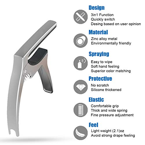 Zeroall 2 Paquet Capo de Guitare Alliage de Zinc Capodastre de Guitare Universel pour Guitare Acoustique, Ukulélé, Basse… - Les Beatles, Paul McCartney, John Lennon, RIngo Starr, George Harrison Zeroall 2 Paquet Capo de Guitare Alliage de Zinc Capodastre de Guitare Universel pour Guitare Acoustique, Ukulélé, Basse… – Image 5