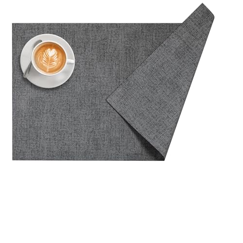 DOLOPL Placemats Set of 4, Reversible Faux Leather Place Mats, Charcoal
