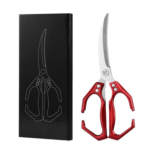 Ciseaux de Cuisine pour Aliments - 2 en 1 avec Casse-Noix et Ciseaux pour Aliments | Multifonction Acier Inoxydable Robustes pour Préparation Poisson Crevettes Barbecue