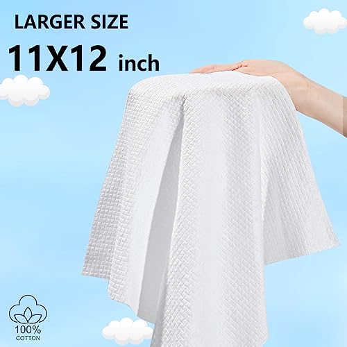 Disposable Face Towel Makeup Remover Wipes For Drying Washing Xl Large Biodegradable Clean Facial Towels 11*12 Inches Extra Soft Thick Cleaning Washcloths For Bathroom, Sensitive Skin, Travel 50 Count #TOP1