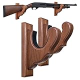 TESLYAR Rifle Wall Mount - Figured Gun Hooks for Rifles and Shotguns, Wooden Gun Rack, Real Hardwood Holder, Set of 2, Brown Finish, Rifle Wall Mount Display