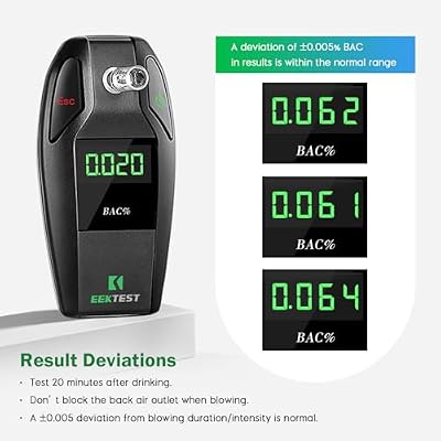 Breathalyzer High-Precision Portable Alcohol Tester with USB Charging, LCD Display, 10 Mouthpieces & Carrying Case (Black 1)