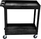 Offex 32" x 18" Mobile Multipurpose Utility Tub Cart with 2 Shelves and Push Handle - Black, Great f