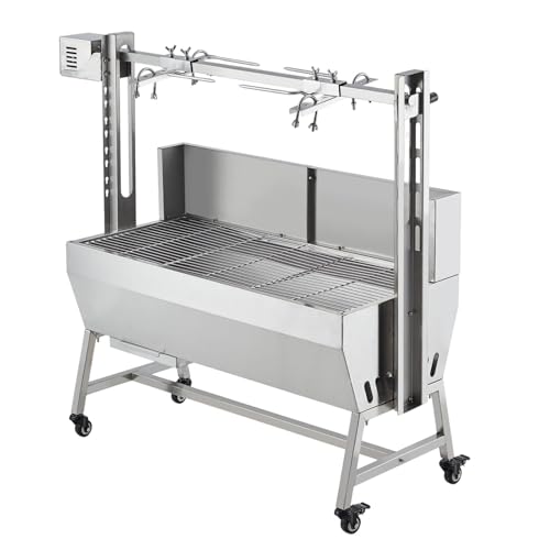 JustSmart Stainless Steel Electric Pig Rotisserie Grill with Fire Pit