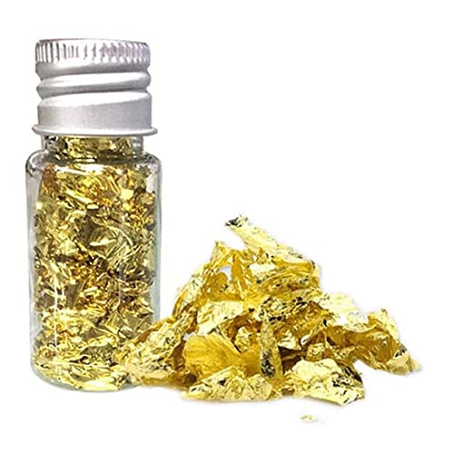 Copos de papel de oro, decoración de pasteles comestibles, artes de pintura con pan de oro, bricolaje, hoja dorada, copos de oro para resina, copos de pan de oro, pan de oro comestible para pastel, co