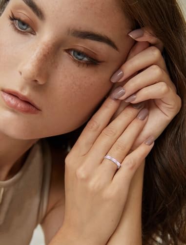 Stackable Rings 925 Sterling Silver Baguette Ring for Women, Eternity Ring Band with Square Birthstone Jewelry2