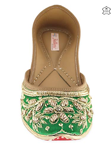 Image of Fulkari Women's Murraya Genuine Soft Leather Juttis | Bite and Pinch Free Jutis | Punjabi Jutti For Ladies | Bridal Ethnic Stylish Mojari Flats For Girls |