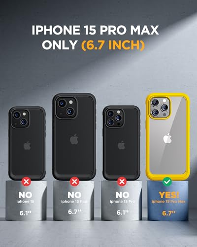 Image of Miracase Magnetic for iPhone 15 Pro Max Case 6.7'' [Compatible with Magsafe] Full-Body Drop Proof Phone Case for iPhone 15 Pro Max with Built-in 9H Tempered Glass Screen Protector,Magnetic Yellow