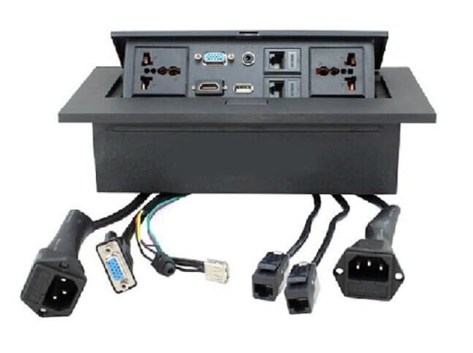 Image of Hydraulic Popup Box for Conference Table with Desktop Socket (Style 3)