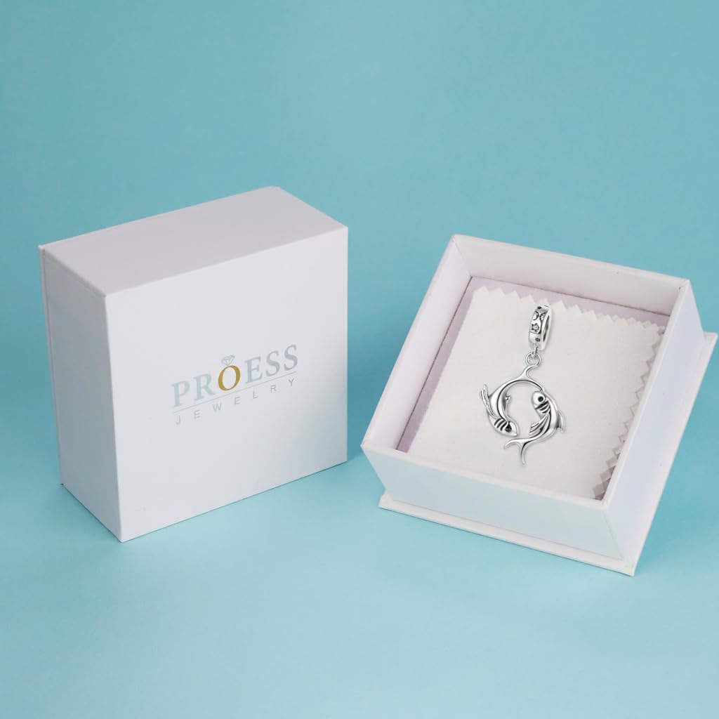 PROESS Zodiac Charms for Bracelet 925 Sterling Silver 12 Constellation Charms Zodiac Jewelry Gifts for Women Men Birthday Christmas
