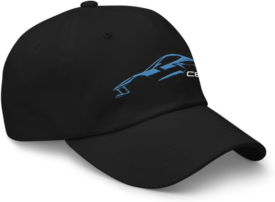 2024 Sports Car C8 dad hat for Sports Car Drivers Rapid Blue Minimalist Silhouette Custom Cap