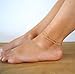 Valloey Rover Women Handmade Dainty Anklet Silver 14K Gold Plated Bead Boho Beach Rhinestone Foot Chain Adjustable Ankle Bracelet for Women