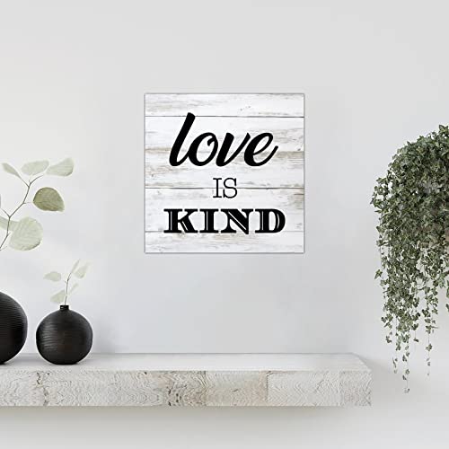 Plaque murale en bois Love is Kind 35x35 cm décor rétro - 7