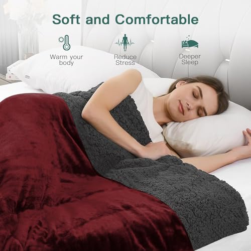 Image of Homestan Sherpa Fleece AC Blanket for Winter, Single, Maroon | Reversible 400 GSM All Season Comforter, Lightweight Summer Quilt, No Filling, Soft & Warm Throw, Breathable & Skin Friendly