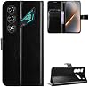 Funda de cuero con tapa abatible compatible con ZTE Nubia Neo 5 5G, protectora, negra 2
