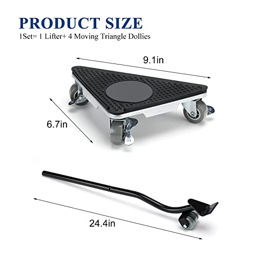 Wepump Furniture Moving Dolly 3 Wheels Heavy Duty 3 Wheel Movers Dolly Lockable Wheel Furniture Dolly Furniture Lifter Mover Tool Set 4 Pack For Heavy Object, 1200 Lbs Load Capacity #TOP1