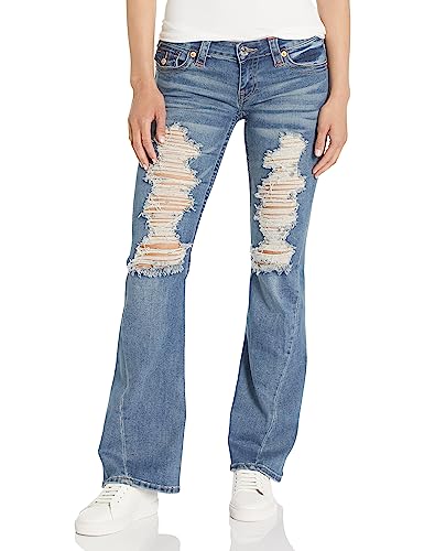 True Religion Womens Joey Low Rise Flare Jeans, Light Wash